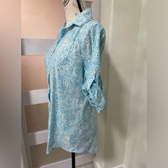 French Curve paisley blue and white SZ Medium - Picture 2 of 7